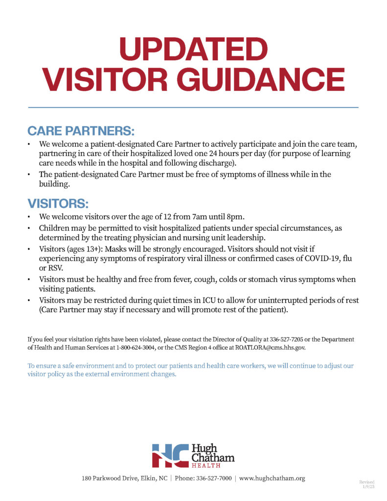 Visitor Guidance at Hugh Chatham Health